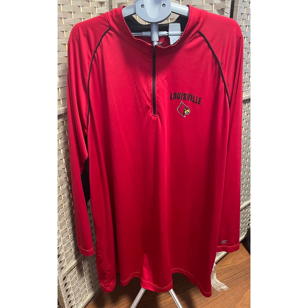 Colosseum Louisville Cardinals Mens 5XLT Red Quarter Zip Pullover NCAA Jacket